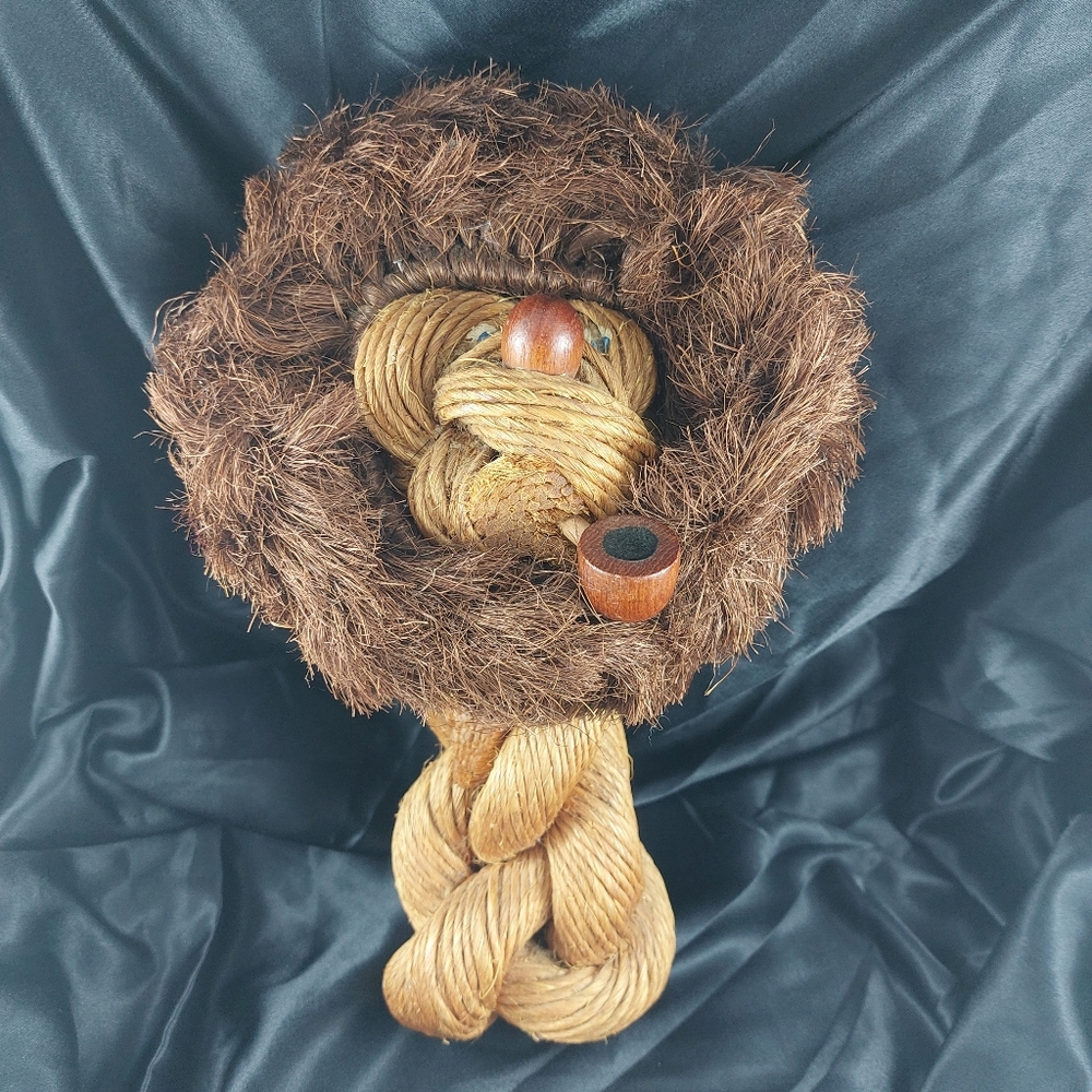 Vintage Danish braided rope lion toy sculpture figure Jorgen Bloch MCM